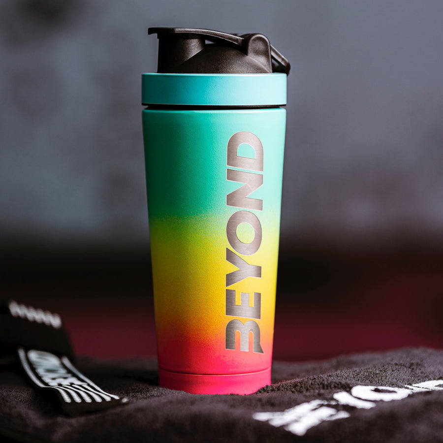 Beach Gradient Protein Shaker Packaging, Beach Protein Shaker, Beach protein shaker with packing, Beach protein shaker bottle brand packaging, Beach Insulated protein shaker, Beach Stainless Steel Protein Shakers, Protein Shaker