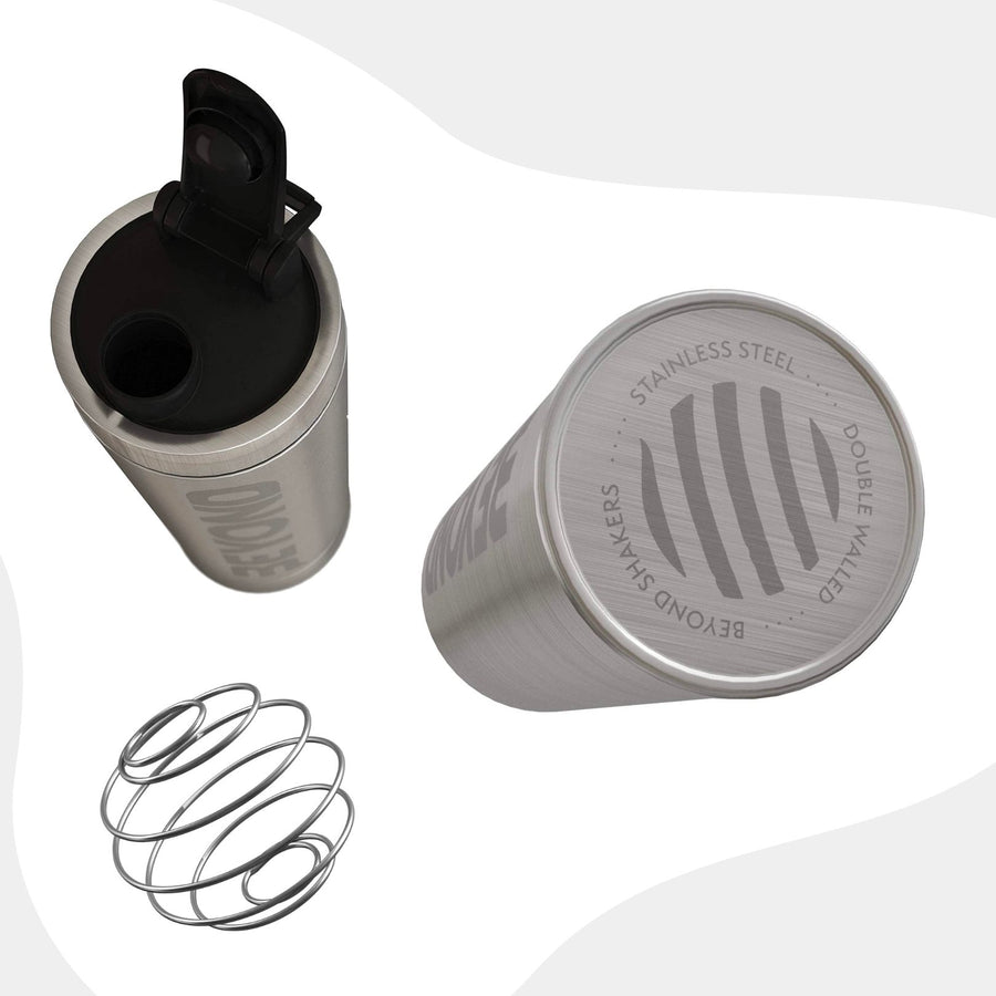 brushed steel protein shaker with packing, brushed steel protein shaker bottle brand packaging, Insulated protein shaker, Stainless Steel Protein Shakers, Protein Shaker, Protein shaker ball and lid