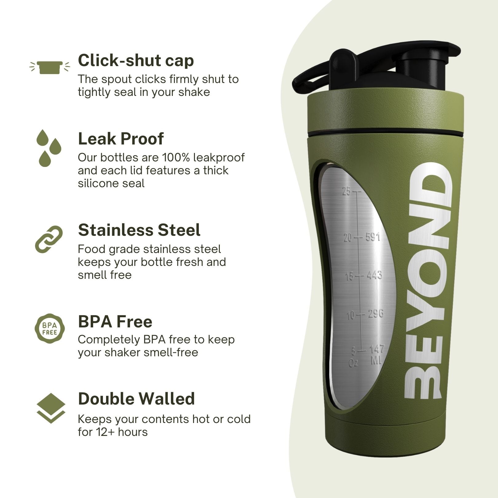 sens PROTEIN SHAKER, BPA-Free & Secure cap