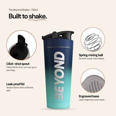Beyond insulated shaker features: click-shut spout, spring mixing ball, leak proof lid