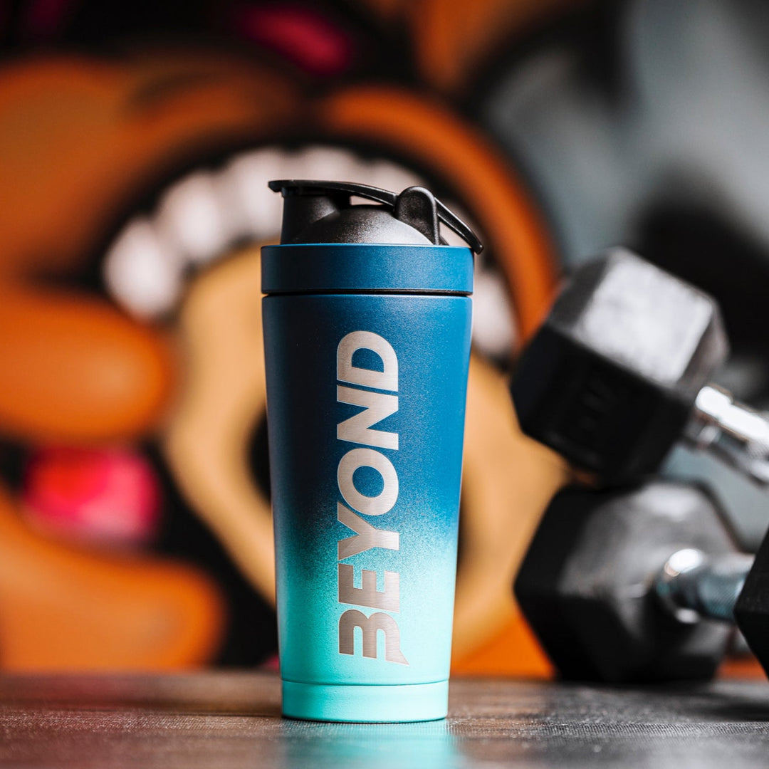 Gradient Blue Protein Shaker Packaging, Light Blue and Dark Protein Shaker, Light Blue and Dark protein shaker with packing, Light Blue and Dark protein shaker bottle brand packaging, Light Blue and Dark Insulated protein shaker, Light Blue and Dark Stainless Steel Protein Shakers, Protein Shaker