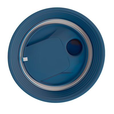 Underside of the blue Twist replacement lid showing the silicone seal 