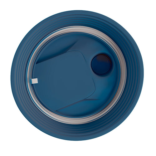 Underside of the blue Twist replacement lid showing the silicone seal 