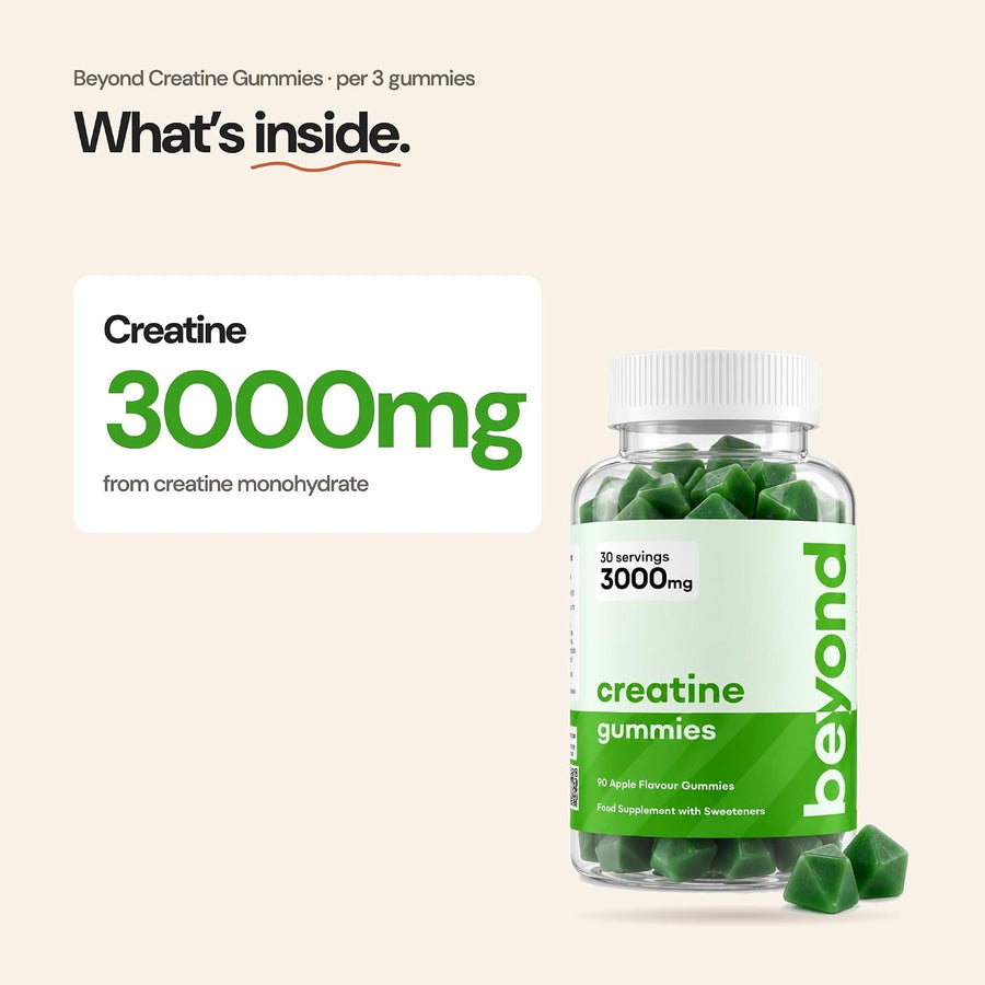 What's inside: 3000mg creatine from creatine monohydrate per 3-gummy serving