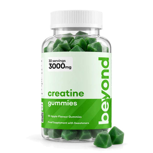 Beyond Creatine Gummies jar, 90 apple flavour gummies, 3000mg creatine per serving