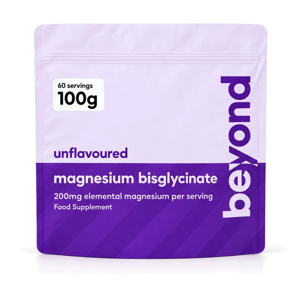 Beyond unflavoured magnesium bisglycinate powder, 100g pouch