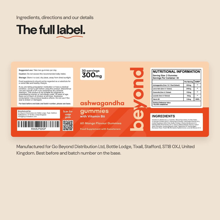 Beyond Ashwagandha Gummies – the full label