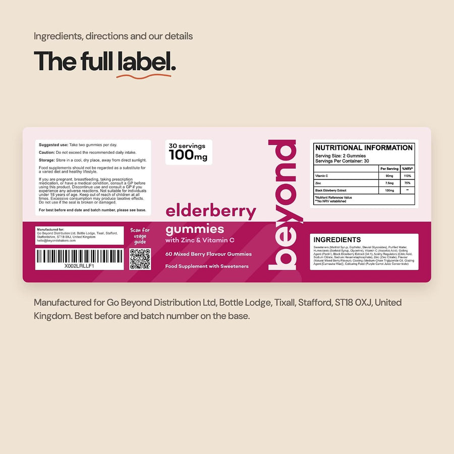 Beyond Elderberry Gummies – the full label