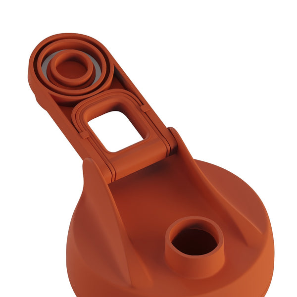 Terracotta Twist replacement lid with the drinking spout cap open #colour_terracotta