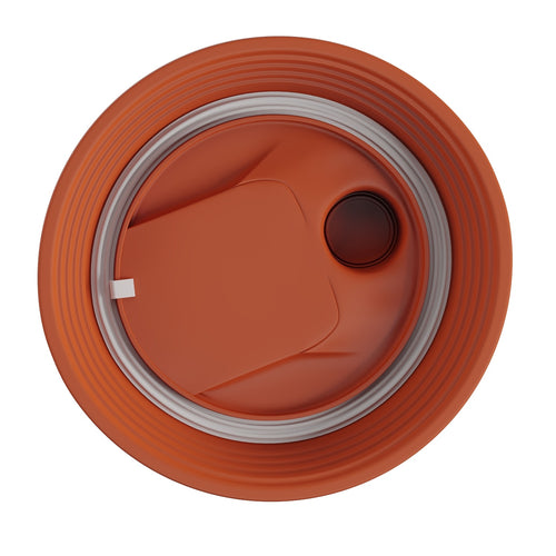 Underside of the terracotta Twist replacement lid showing the silicone seal 