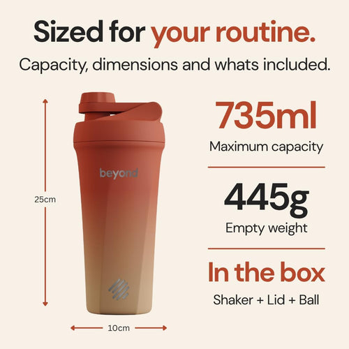 Beyond Terracotta & Sand Twist shaker – sized for your routine